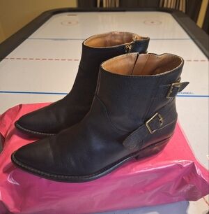 Lucky Brand Black Leather Buckle Boots